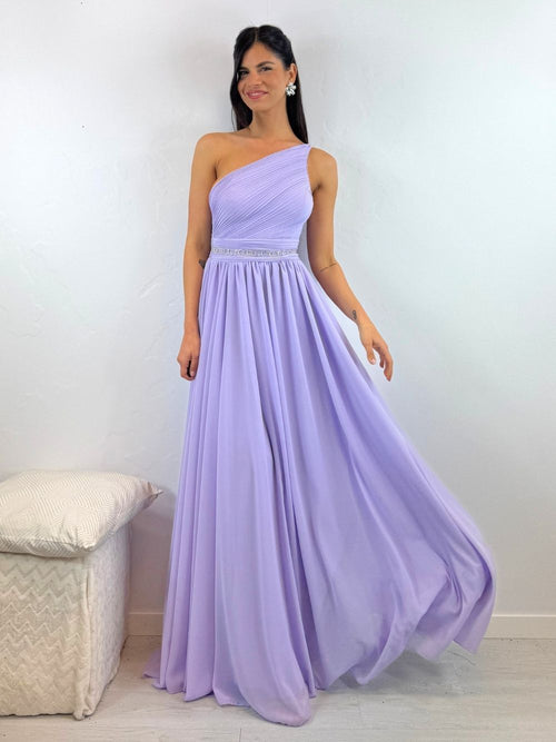 Abito cerimonia monospalla drappeggio