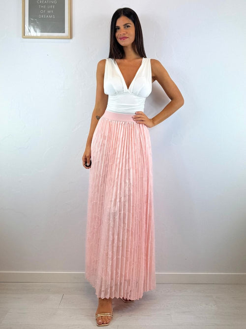 Gonna lunga plisse fiori