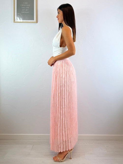 Gonna lunga plisse fiori