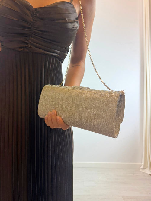 Pochette elegante strass rotondi e rettangolari