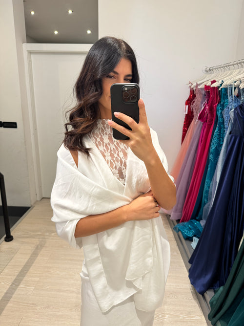 Abito cerimonia satin con pizzo
