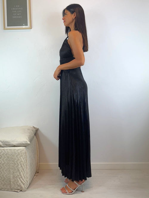 Abito cerimonia plisse incrocio scollo americano