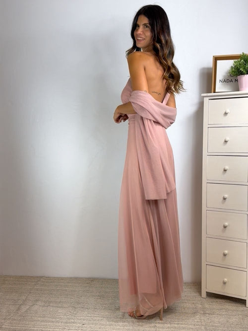 Abito cerimonia tulle monospalla