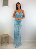Abito cerimonia sirena paillettes decoro
