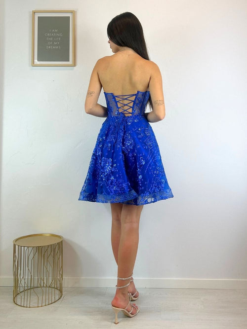 Abito cerimonia corto love paillettes