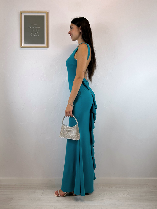 Abito cerimonia sirena scollato dietro fiocco
