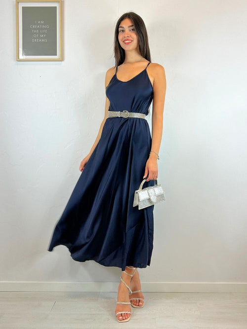Vestito lungo raso svasato