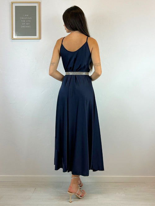 Vestito lungo raso svasato