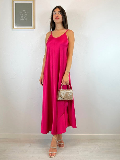 Vestito lungo raso svasato