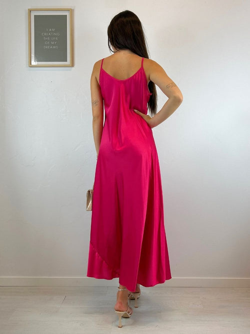 Vestito lungo raso svasato