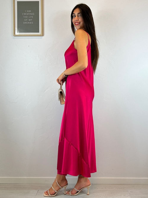 Vestito lungo raso svasato
