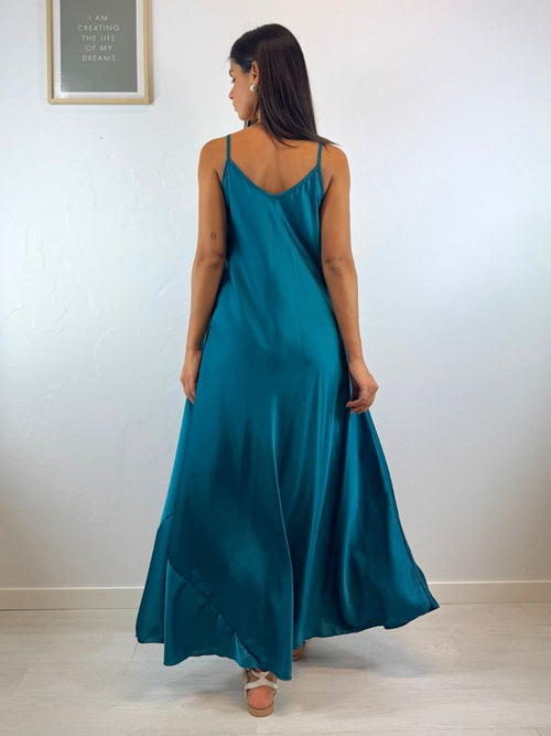 Vestito lungo raso svasato