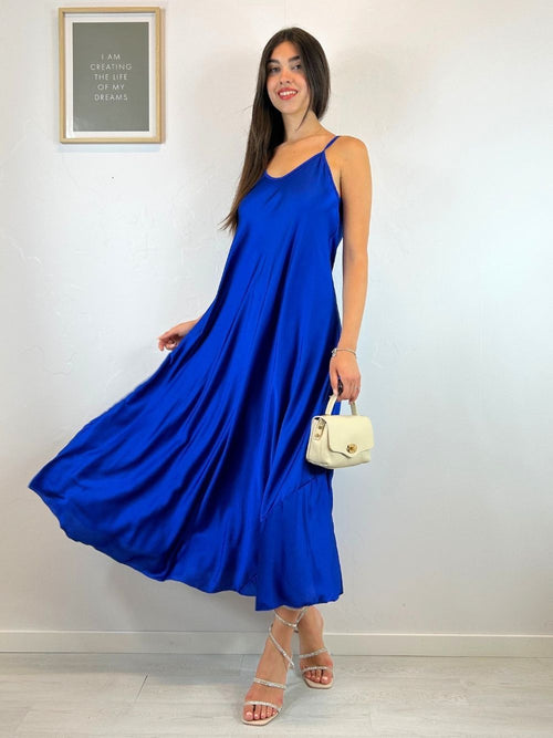 Vestito lungo raso svasato