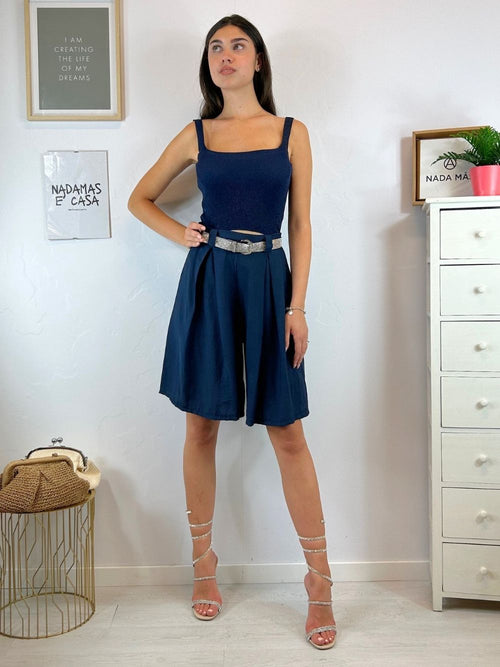 Shorts bermuda effetto lino