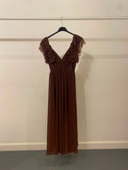Vestito lungo manica volant con pizzo