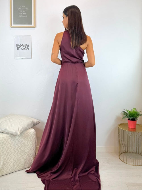 Vestito cerimonia monospalla raso
