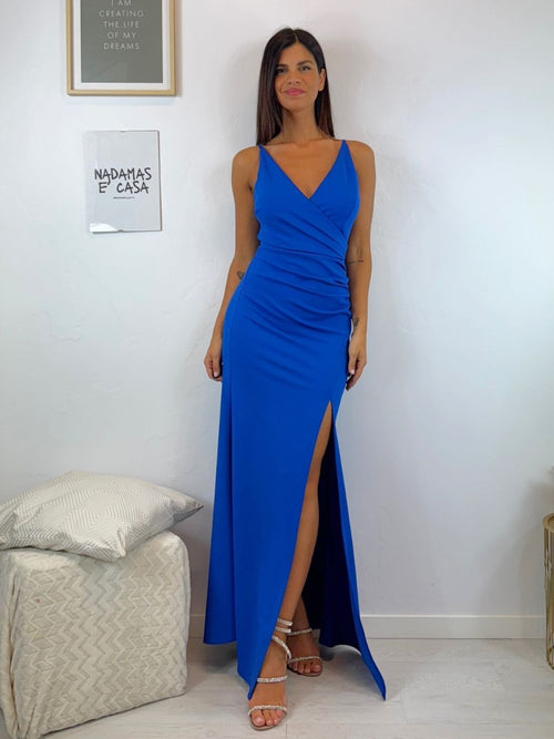 Tubino lungo sirena drappeggio spacco