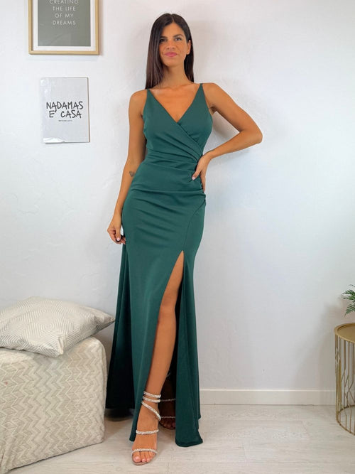 Tubino lungo sirena drappeggio spacco