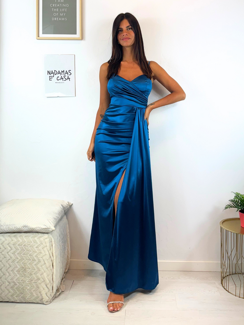 Tubino lungo raso spacco fascia