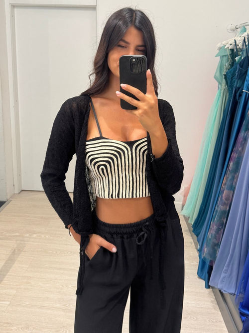 Cardigan rete laccio