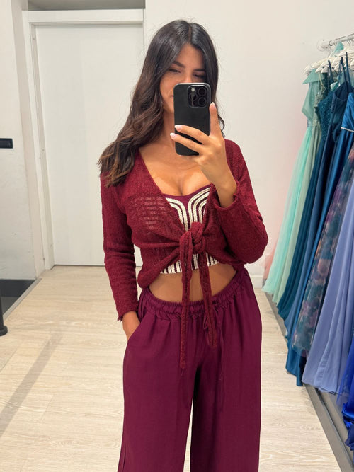 Cardigan rete laccio
