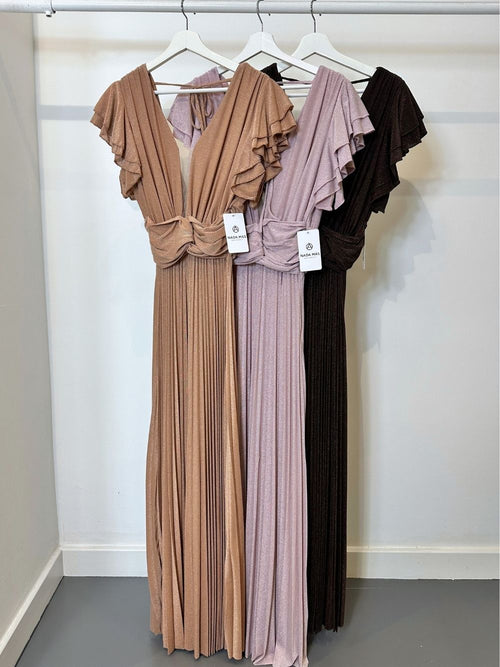 Abito cerimonia maglia lurex con manica volant