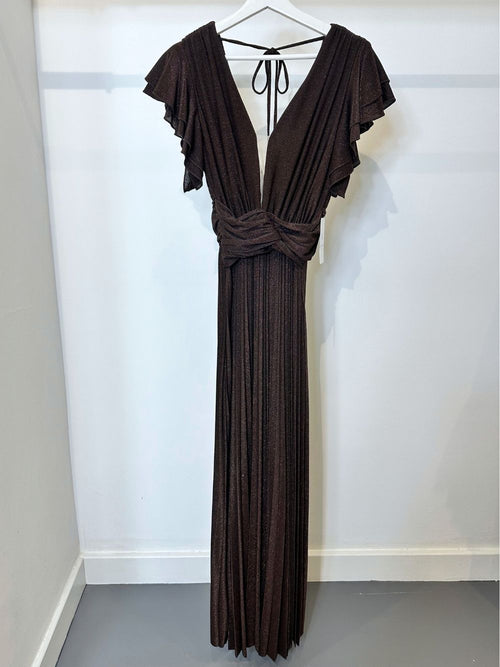 Abito cerimonia maglia lurex con manica volant