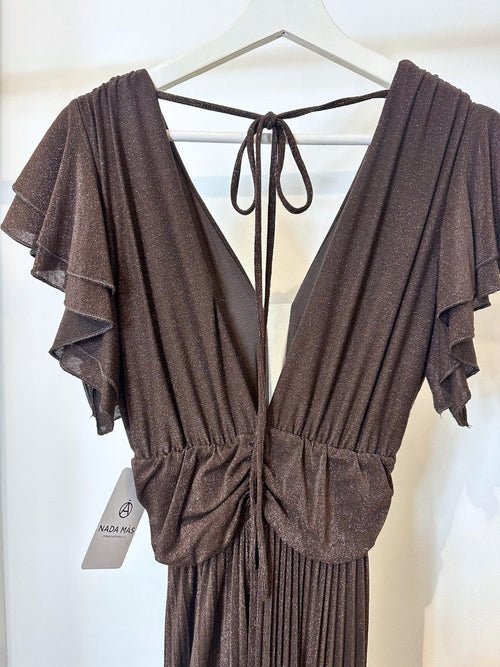 Abito cerimonia maglia lurex con manica volant