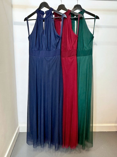 Abito cerimonia curvy tulle scollo americano
