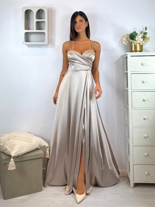 Vestito lungo scollo incrociato morbido