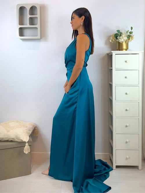 Vestito cerimonia monospalla raso