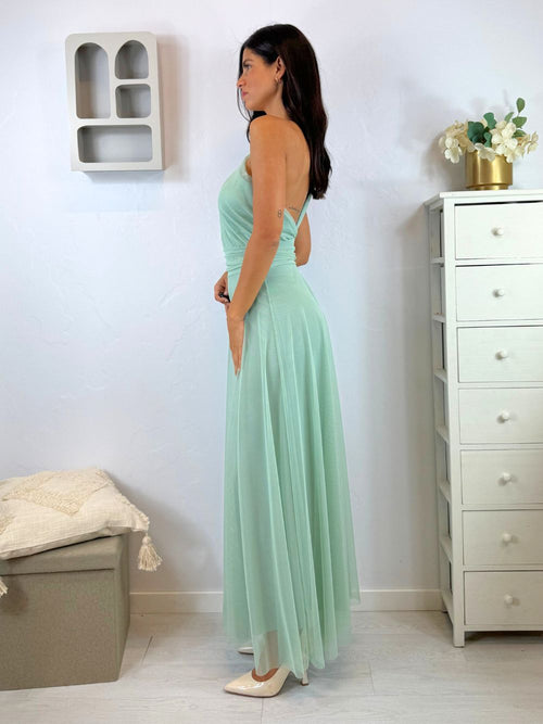 Abito cerimonia tulle monospalla