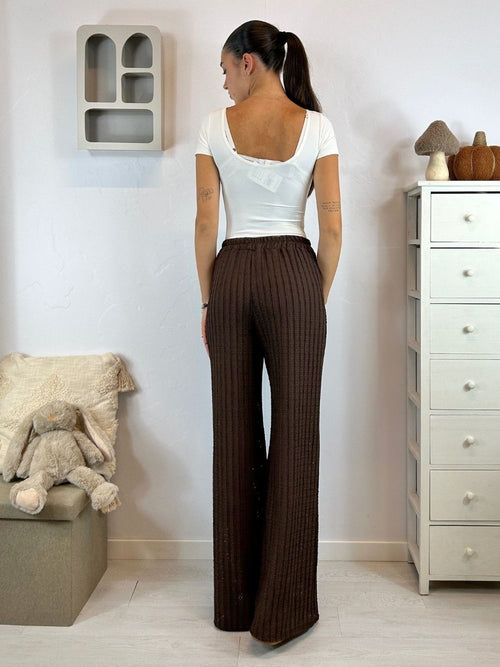 Pantalone palazzo tessuto lavorato