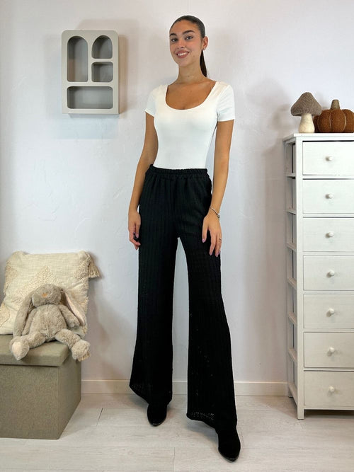 Pantalone palazzo tessuto lavorato