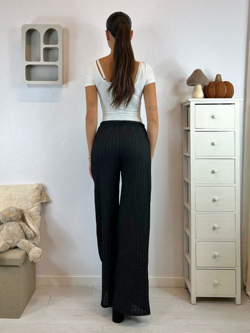 Pantalone palazzo tessuto lavorato