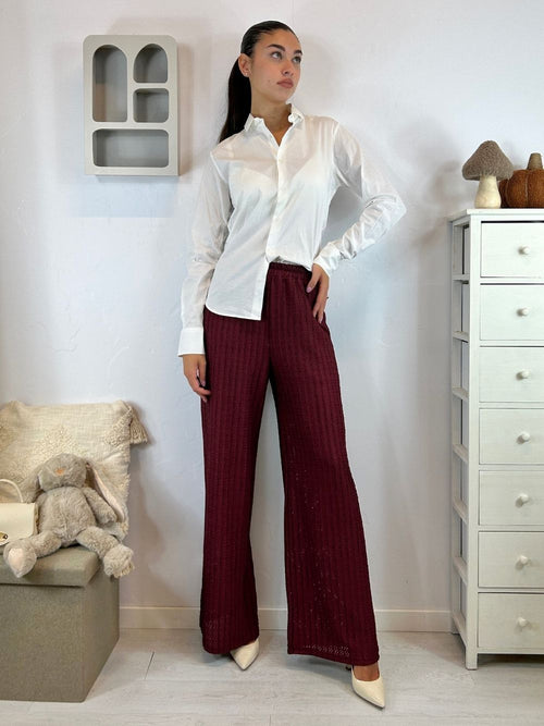 Pantalone palazzo tessuto lavorato