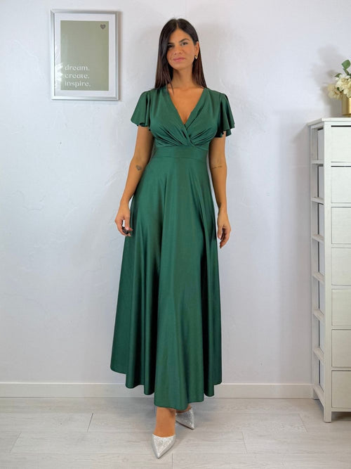 Vestito lungo raso manica corta