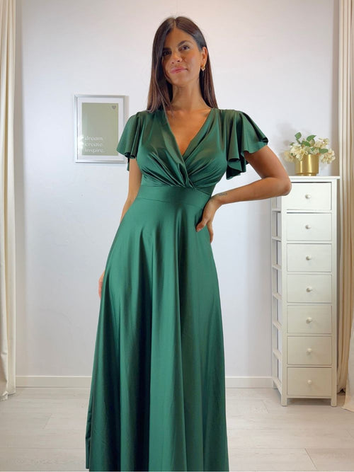 Vestito lungo raso manica corta