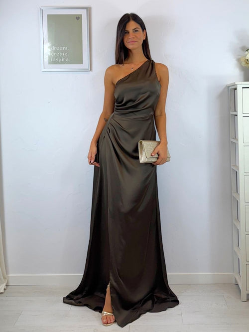 Vestito cerimonia monospalla raso