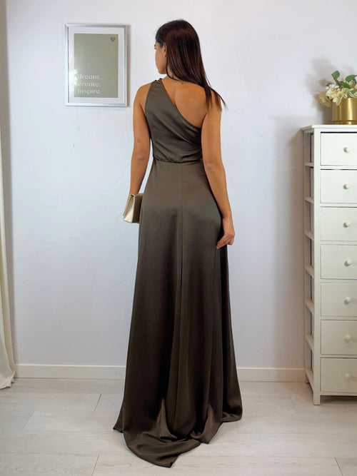 Vestito cerimonia monospalla raso