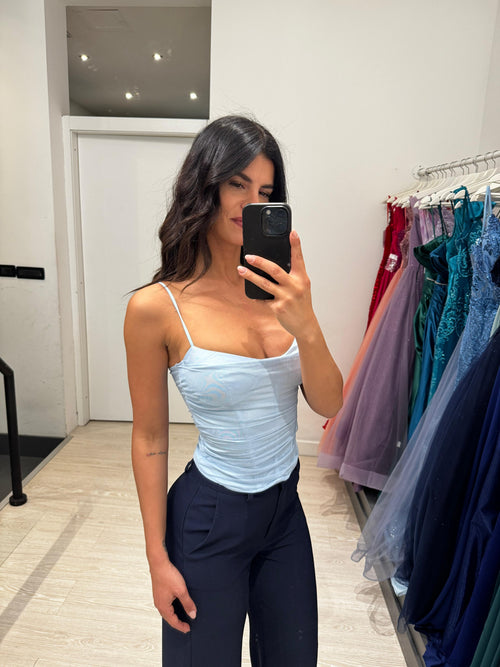 Top crop tulle stecche