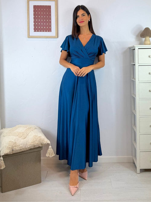 Vestito lungo raso manica corta