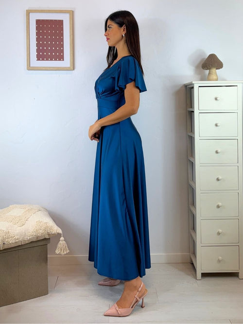 Vestito lungo raso manica corta