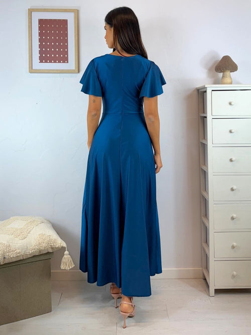 Vestito lungo raso manica corta
