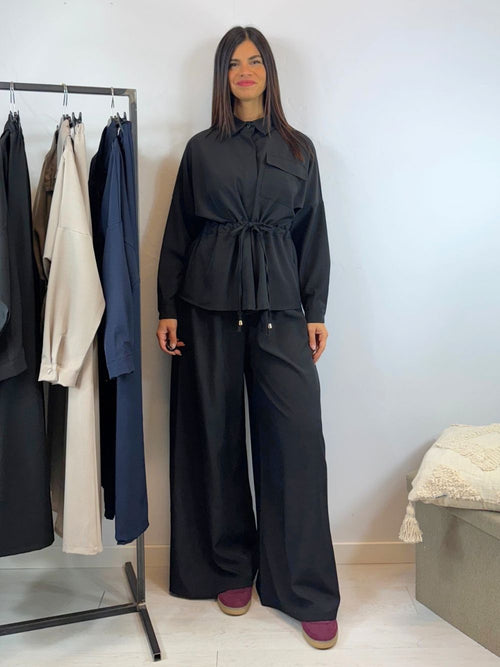 Completo camicia lunga arricciata e pantalone