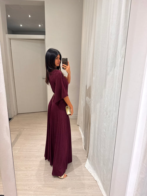 Abito cerimonia maglia plisse lurex manica