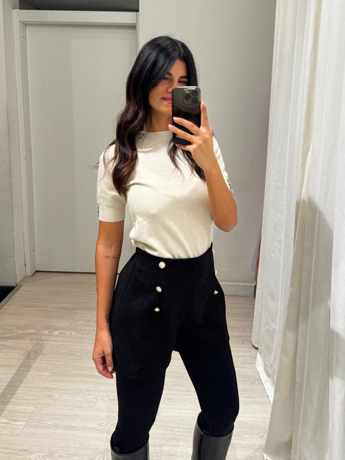 Shorts scamosciato bottoni