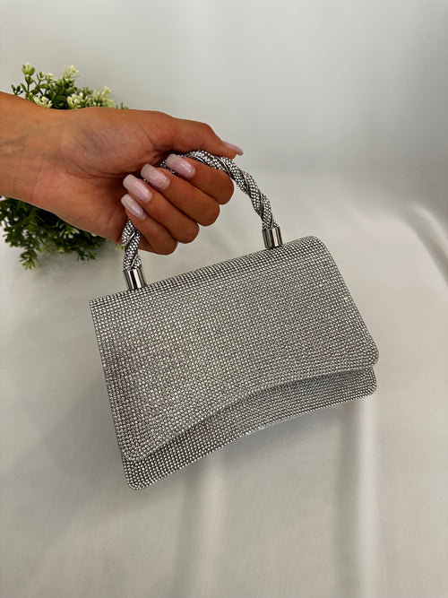 Borsetta strass manico treccia