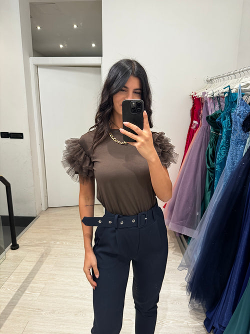 T-shirt maniche tulle