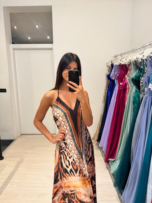 Vestito lungo leo scollo V schiena